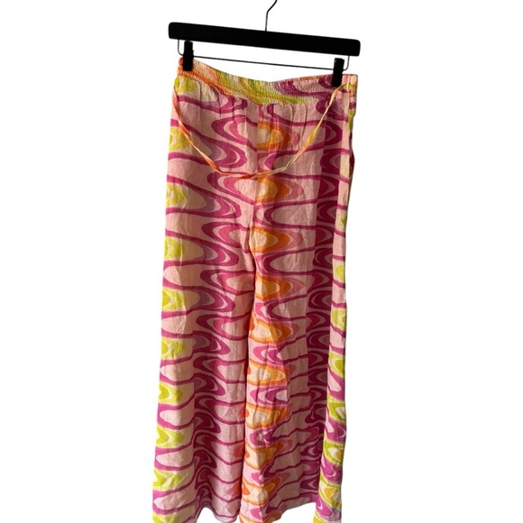 New! Becca Whirlpool Chiffon Cover-Up Pants Metallic Pink Beach Vacation - Picture 7 of 9